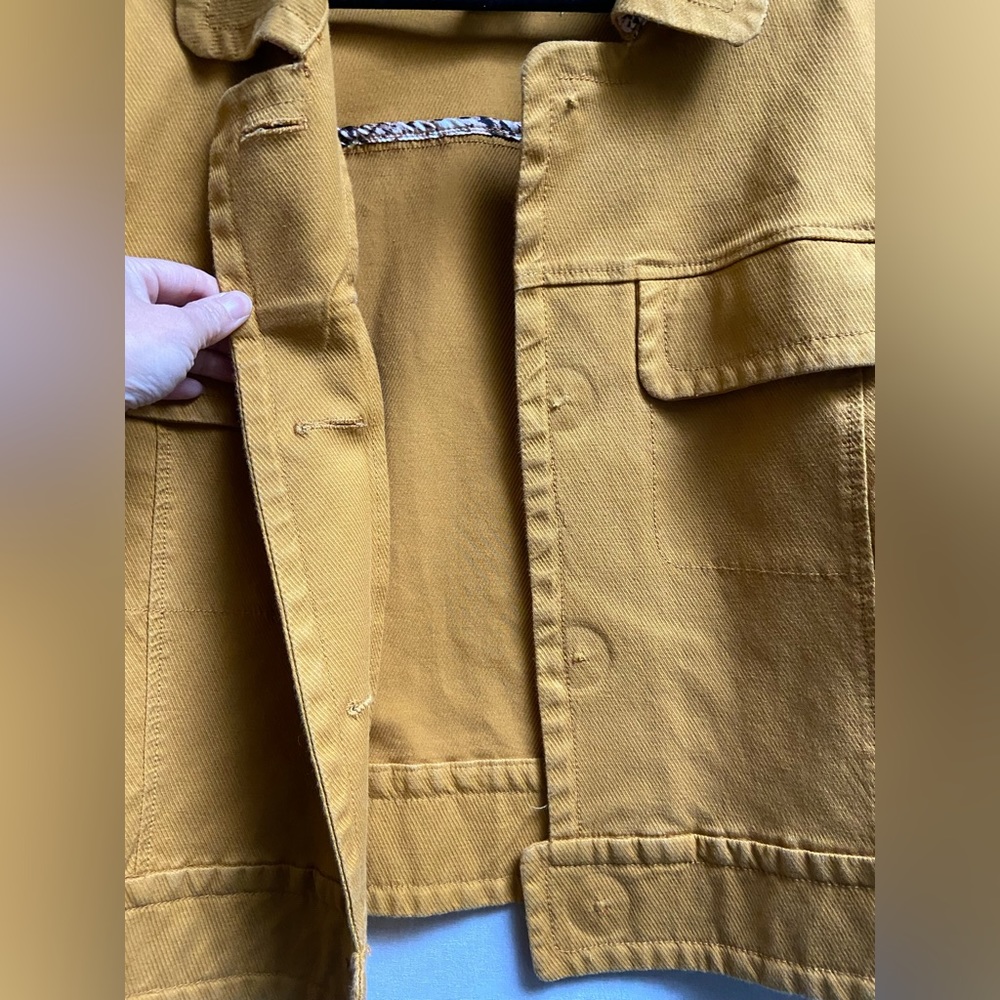 Anthropologie Mustard Yellow Bell Sleeve Cropped Jacket - Picture 10 of 14